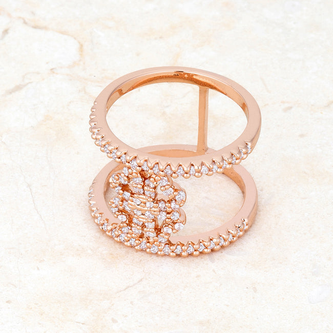 Twilight Drama Icon Series Lauren 0.4ct CZ Rose Gold Delicate Clover Wrap Ring - Friggin Jewelry Fashion