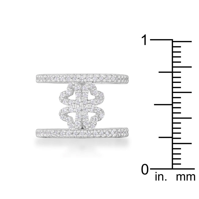 Proper Classic Everyday Edit Lauren 0.4ct CZ Rhodium Delicate Clover Wrap Ring - Friggin Jewelry Fashion