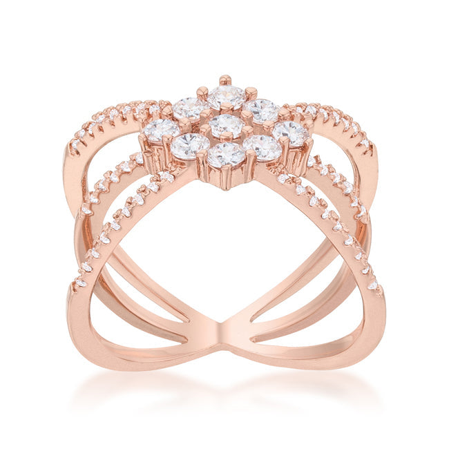 Clever Spark Modern Line Mindy 0.8ct CZ Rose Gold Delicate Triple Wrap Ring - Friggin Jewelry Fashion