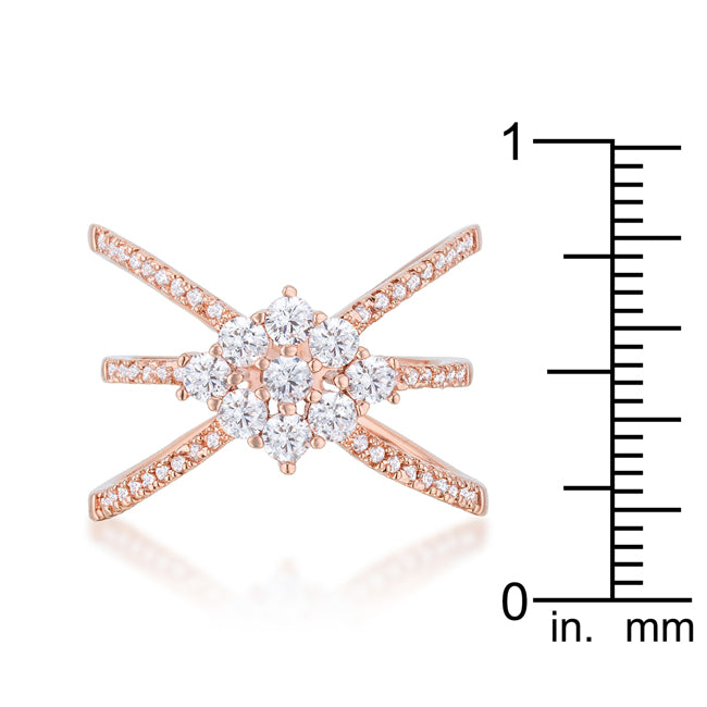 Clever Spark Modern Line Mindy 0.8ct CZ Rose Gold Delicate Triple Wrap Ring - Friggin Jewelry Fashion