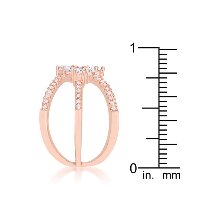 Clever Spark Modern Line Mindy 0.8ct CZ Rose Gold Delicate Triple Wrap Ring - Friggin Jewelry Fashion