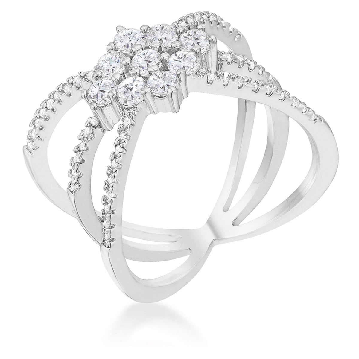 Playful Form Heritage Edit Rhodium Plated Mindy 0.8ct CZ Delicate Triple Wrap Ring - Friggin Jewelry Fashion
