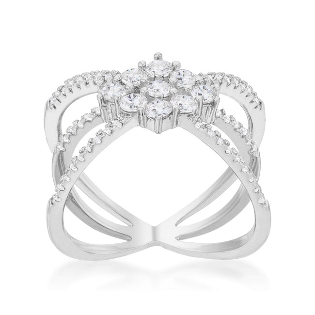Playful Form Heritage Edit Rhodium Plated Mindy 0.8ct CZ Delicate Triple Wrap Ring - Friggin Jewelry Fashion