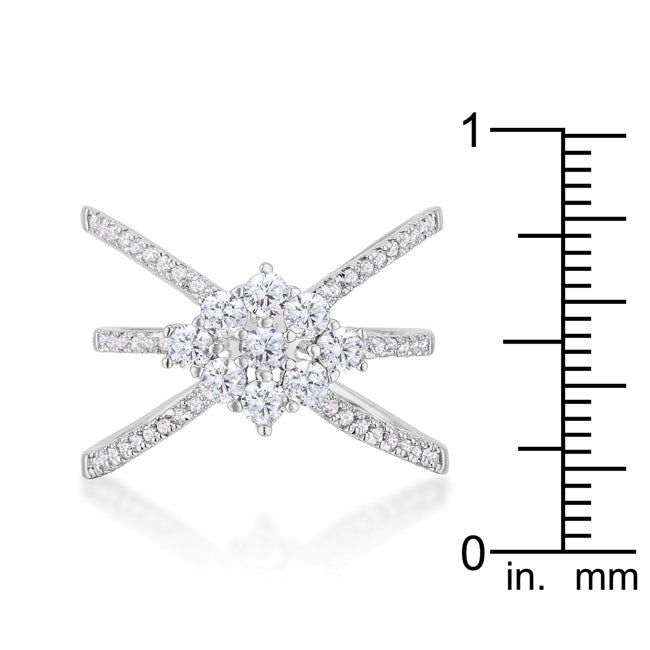 Playful Form Heritage Edit Rhodium Plated Mindy 0.8ct CZ Delicate Triple Wrap Ring - Friggin Jewelry Fashion