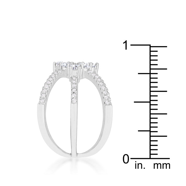 Playful Form Heritage Edit Rhodium Plated Mindy 0.8ct CZ Delicate Triple Wrap Ring - Friggin Jewelry Fashion