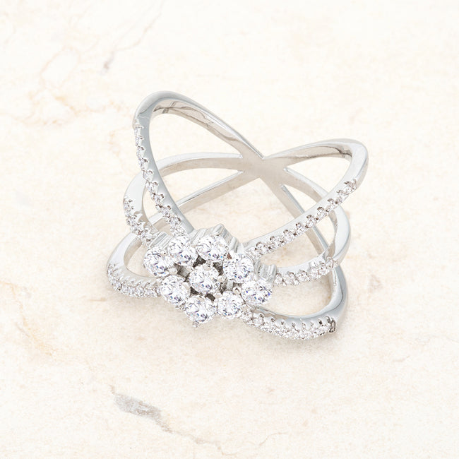 Playful Form Heritage Edit Rhodium Plated Mindy 0.8ct CZ Delicate Triple Wrap Ring - Friggin Jewelry Fashion