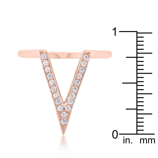 Couture Spark Refined Edit Michelle 0.2ct CZ Rose Gold Delicate V-Shape Ring - Friggin Jewelry Fashion