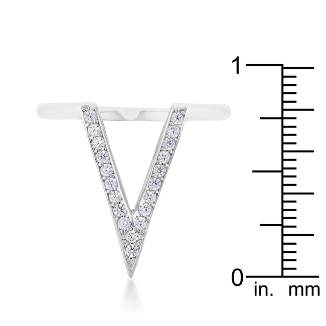 Polished Edge Timeless Edit Michelle 0.2ct CZ Rhodium Delicate V-Shape Ring - Friggin Jewelry Fashion