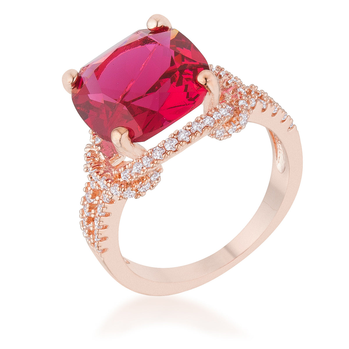 Studio Edge Signature Edit Charlene 6.2ct Ruby CZ Rose Gold Classic Statement Ring - Friggin Jewelry Fashion