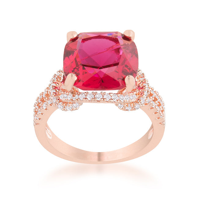 Studio Edge Signature Edit Charlene 6.2ct Ruby CZ Rose Gold Classic Statement Ring - Friggin Jewelry Fashion