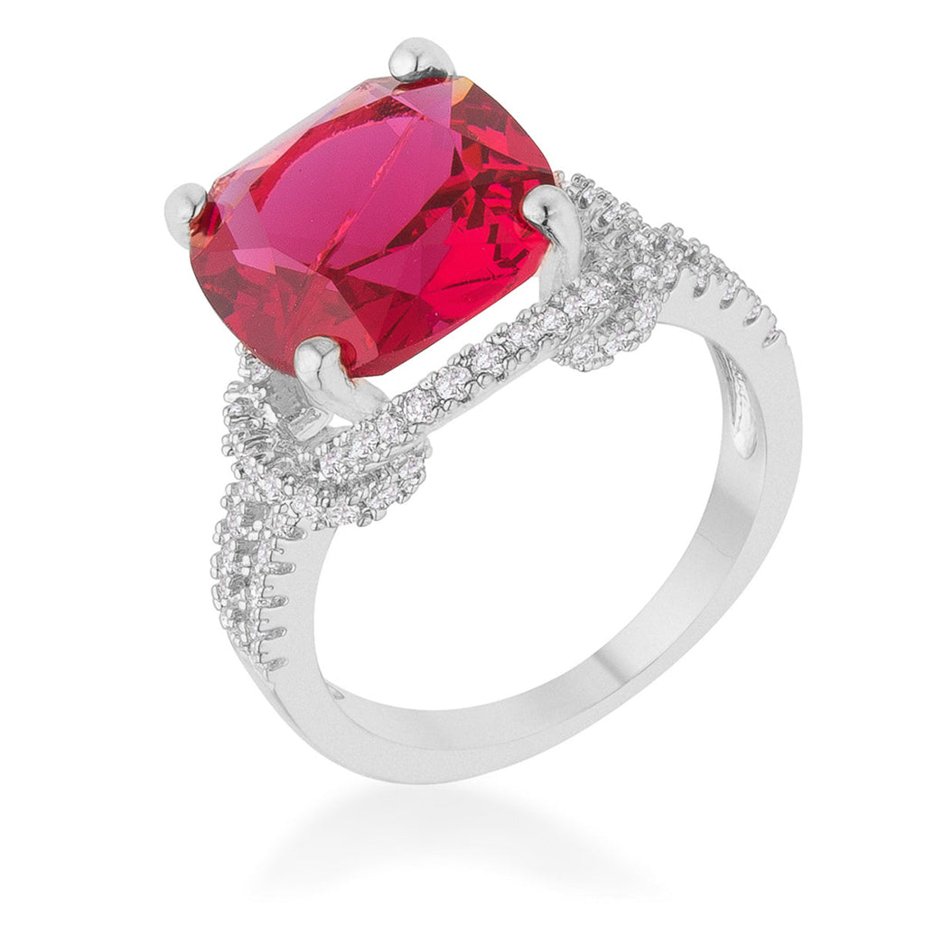 Seductive Detail Icon Series Charlene 6.2ct Ruby CZ Rhodium Classic Statement Ring - Friggin Jewelry Fashion
