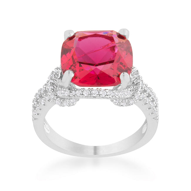 Seductive Detail Icon Series Charlene 6.2ct Ruby CZ Rhodium Classic Statement Ring - Friggin Jewelry Fashion