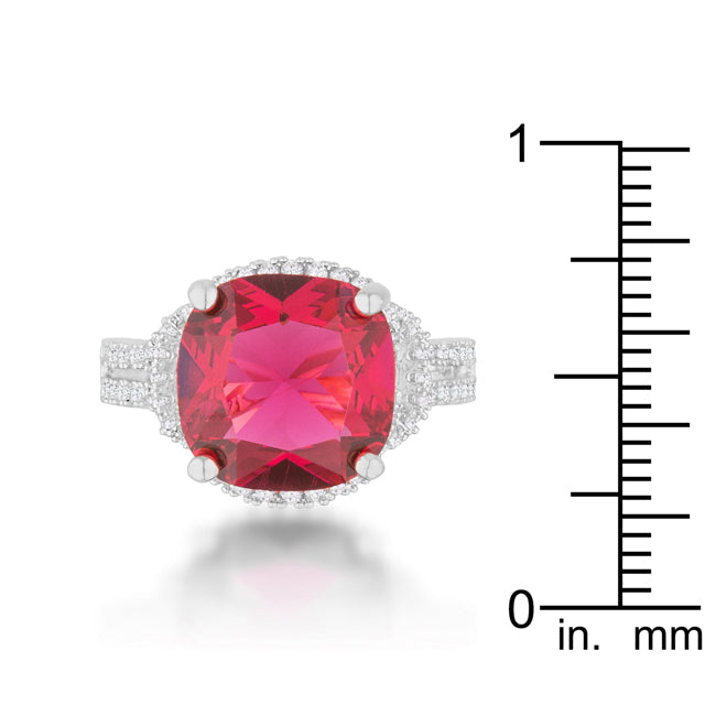 Seductive Detail Icon Series Charlene 6.2ct Ruby CZ Rhodium Classic Statement Ring - Friggin Jewelry Fashion