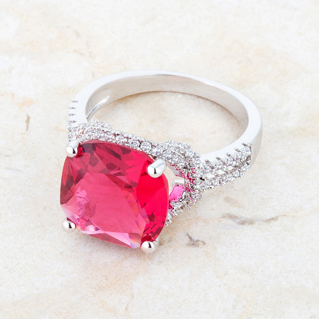 Seductive Detail Icon Series Charlene 6.2ct Ruby CZ Rhodium Classic Statement Ring - Friggin Jewelry Fashion