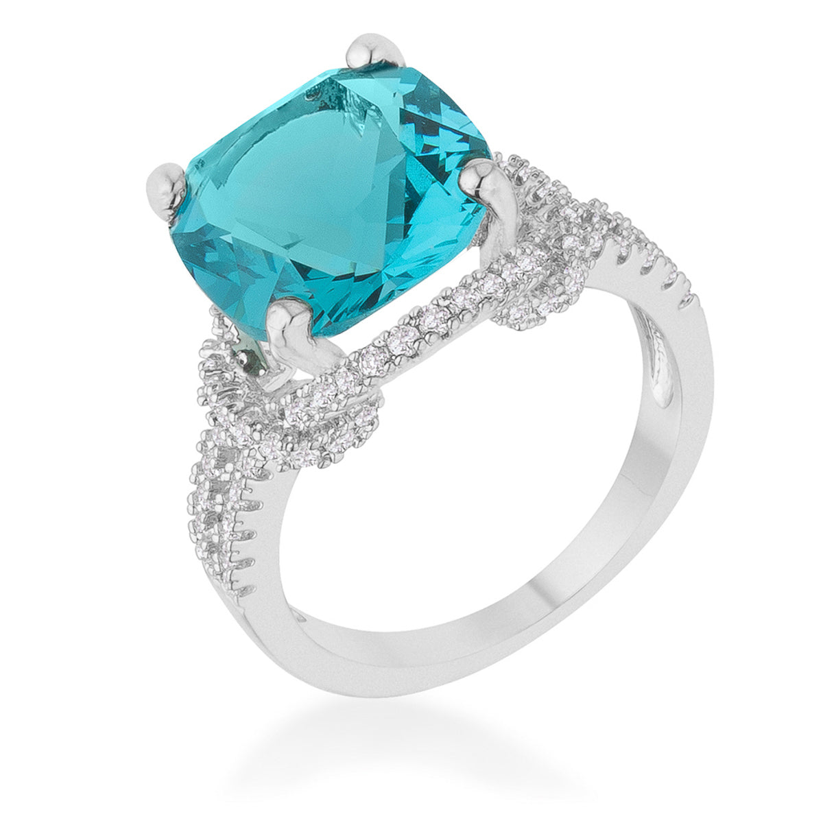 Exclusive Spark Timeless Edit Charlene 6.2ct Aqua CZ Rhodium Classic Statement Ring - Friggin Jewelry Fashion