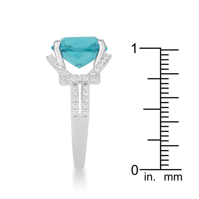 Exclusive Spark Timeless Edit Charlene 6.2ct Aqua CZ Rhodium Classic Statement Ring - Friggin Jewelry Fashion