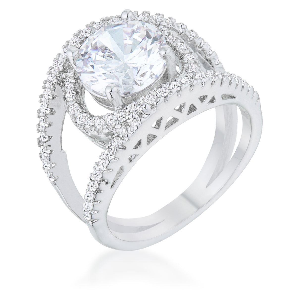 Desired Whisper Couture Line Marcie 3ct CZ Rhodium Contemporary Ring - Friggin Jewelry Fashion