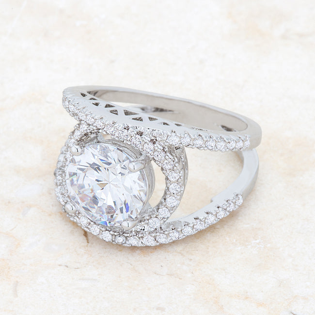 Desired Whisper Couture Line Marcie 3ct CZ Rhodium Contemporary Ring - Friggin Jewelry Fashion