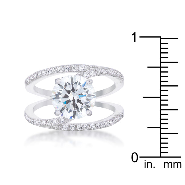 Everyday Spark Modern Icon Girana 3ct Clear CZ Rhodium Contemporary Ring - Friggin Jewelry Fashion
