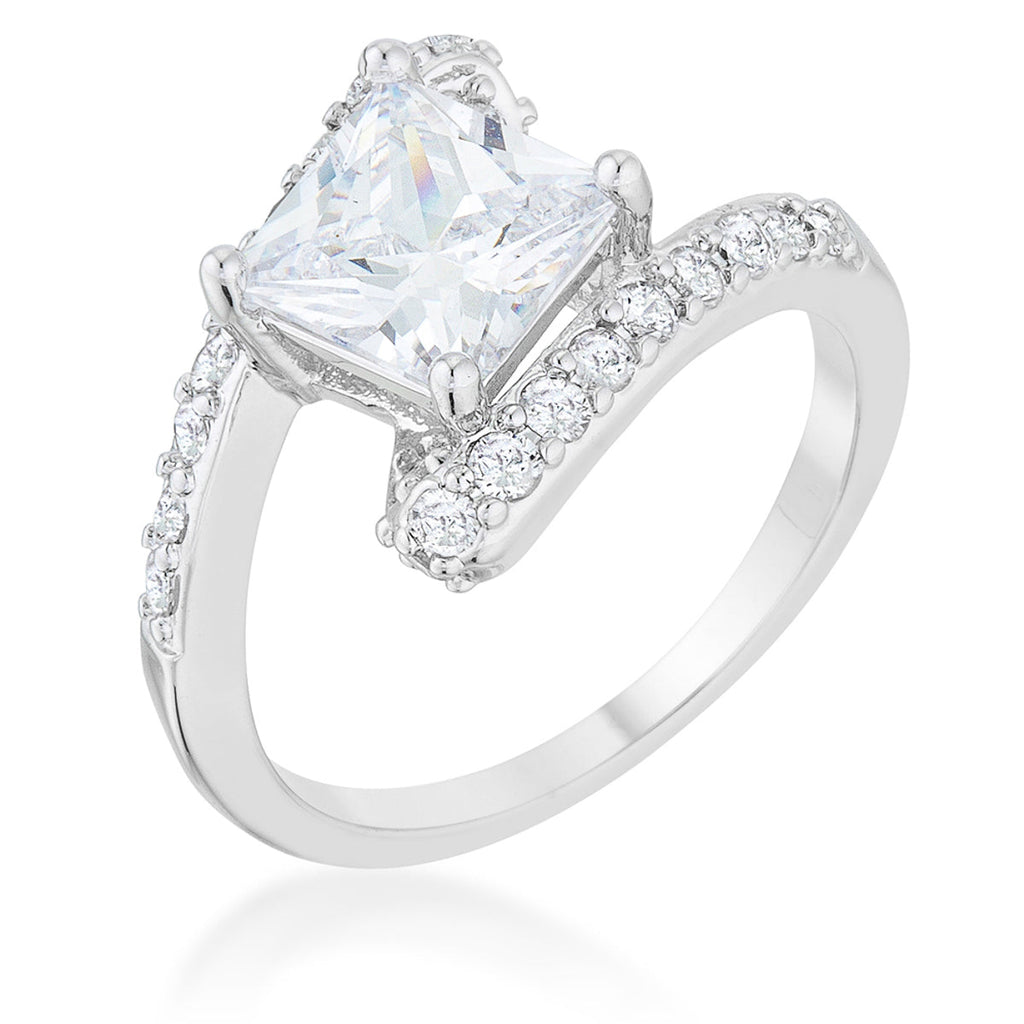 Sculpted Curve Modern Icon Caroline 2.3ct CZ Rhodium Statement Ring - Friggin Jewelry Fashion