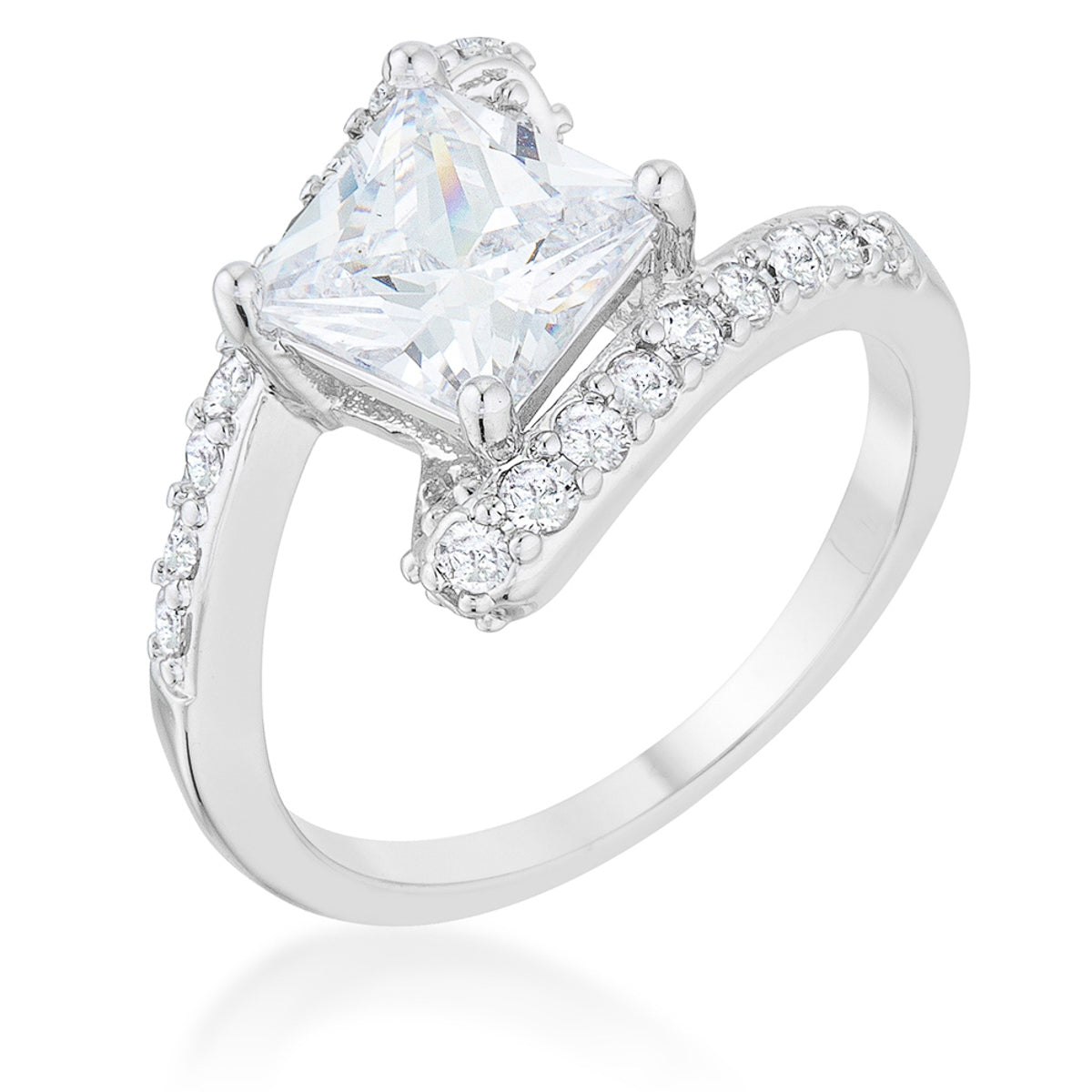 Sculpted Curve Modern Icon Caroline 2.3ct CZ Rhodium Statement Ring - Friggin Jewelry Fashion