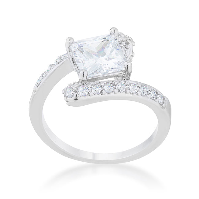 Sculpted Curve Modern Icon Caroline 2.3ct CZ Rhodium Statement Ring - Friggin Jewelry Fashion