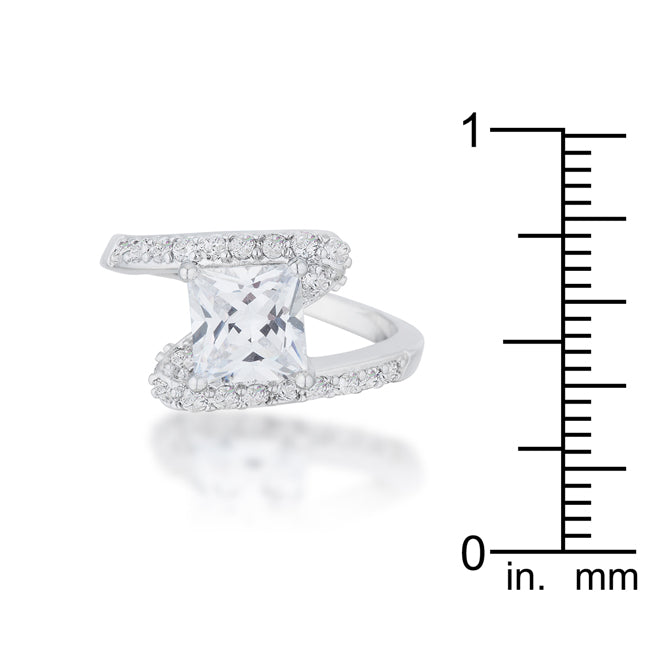 Sculpted Curve Modern Icon Caroline 2.3ct CZ Rhodium Statement Ring - Friggin Jewelry Fashion