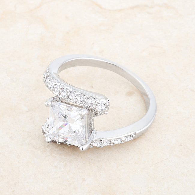 Sculpted Curve Modern Icon Caroline 2.3ct CZ Rhodium Statement Ring - Friggin Jewelry Fashion