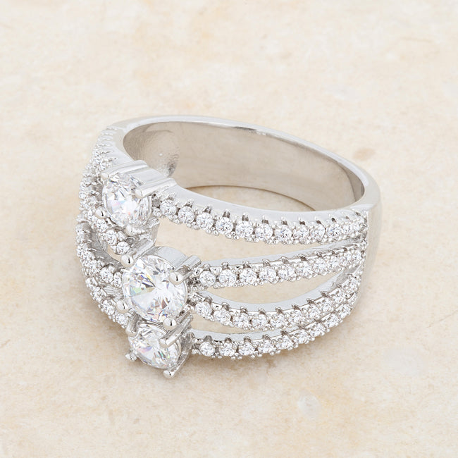 Timeless Spark Heritage Edit Beatrice 1.8ct CZ Rhodium Statement Ring - Friggin Jewelry Fashion