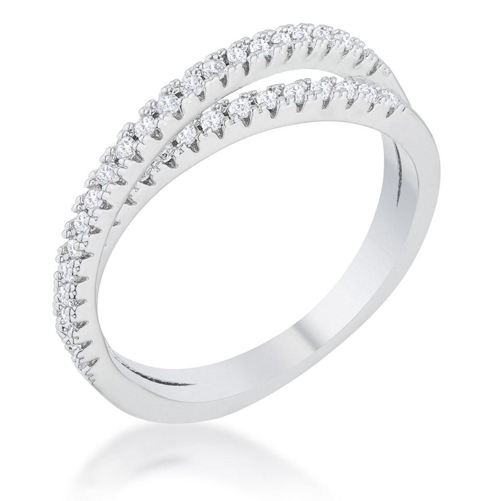 Modern Heroine Classic Edit Mara 0.4ct CZ Rhodium Intertwined Simple Ring - Friggin Jewelry Fashion