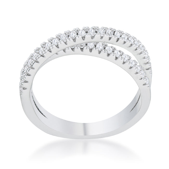 Modern Heroine Classic Edit Mara 0.4ct CZ Rhodium Intertwined Simple Ring - Friggin Jewelry Fashion