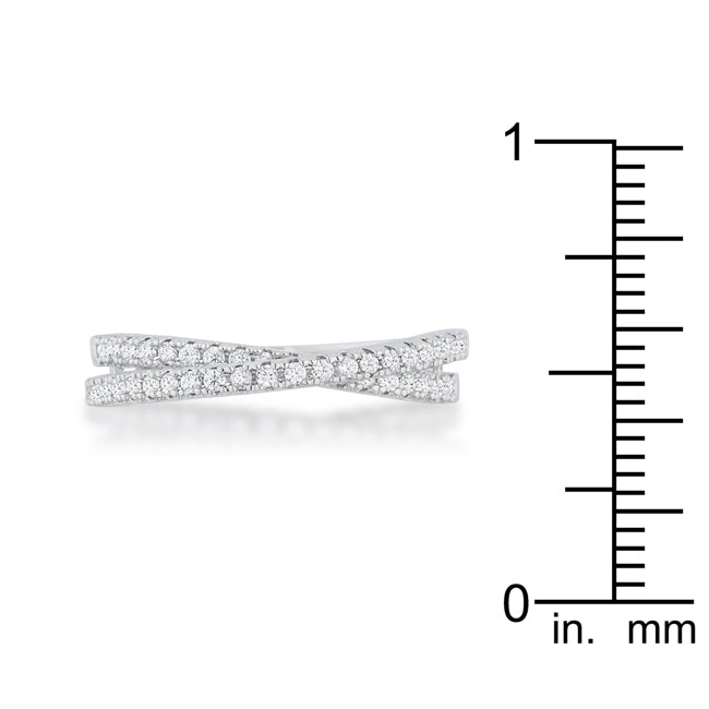 Modern Heroine Classic Edit Mara 0.4ct CZ Rhodium Intertwined Simple Ring - Friggin Jewelry Fashion