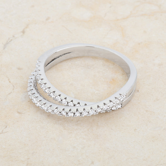 Modern Heroine Classic Edit Mara 0.4ct CZ Rhodium Intertwined Simple Ring - Friggin Jewelry Fashion