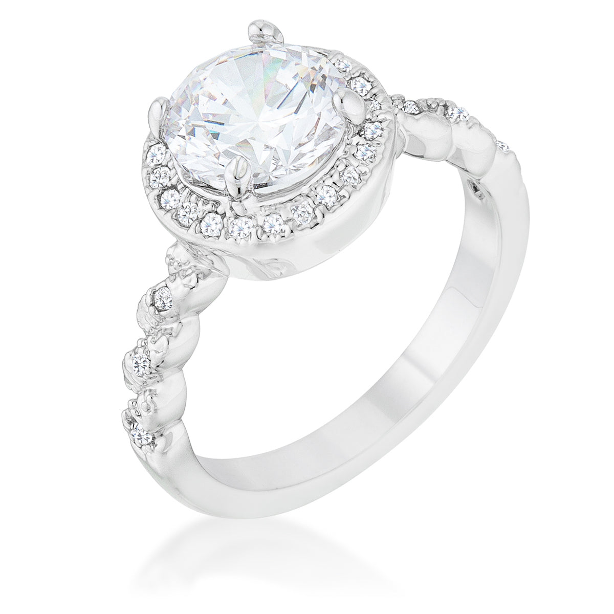 Starborn Spark Contemporary Icon Jordana 2.2ct Clear CZ Rhodium Classic Ring - Friggin Jewelry Fashion