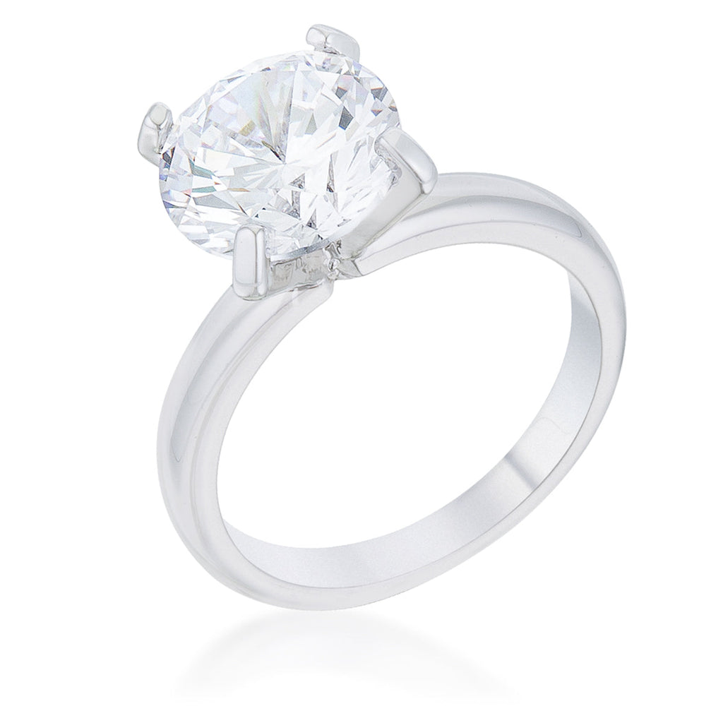 Timeless Sovereign Classic Edit Hanna 4.4ct CZ Rhodium Classic Solitaire Ring - Friggin Jewelry Fashion