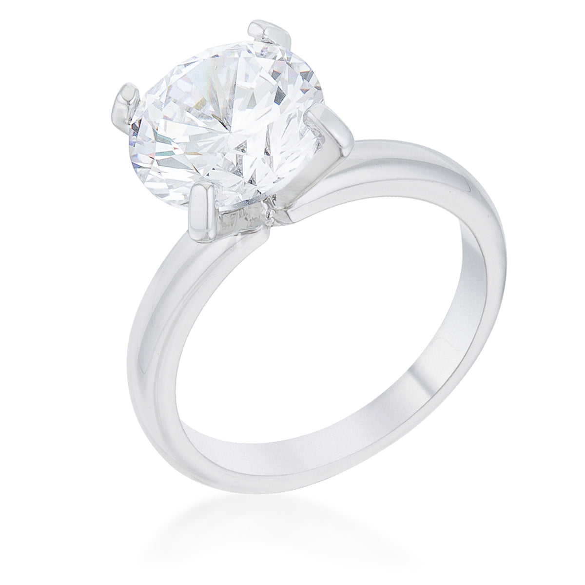 Timeless Sovereign Classic Edit Hanna 4.4ct CZ Rhodium Classic Solitaire Ring - Friggin Jewelry Fashion