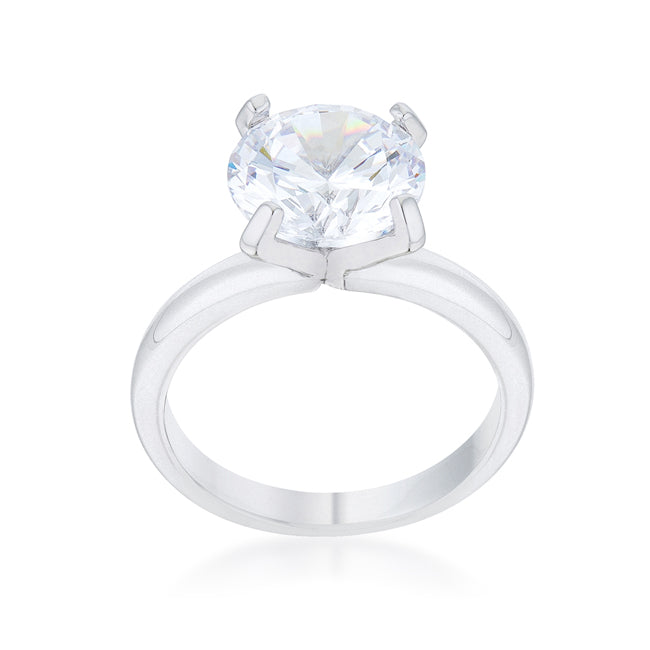 Timeless Sovereign Classic Edit Hanna 4.4ct CZ Rhodium Classic Solitaire Ring - Friggin Jewelry Fashion