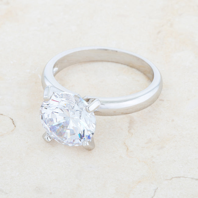 Timeless Sovereign Classic Edit Hanna 4.4ct CZ Rhodium Classic Solitaire Ring - Friggin Jewelry Fashion