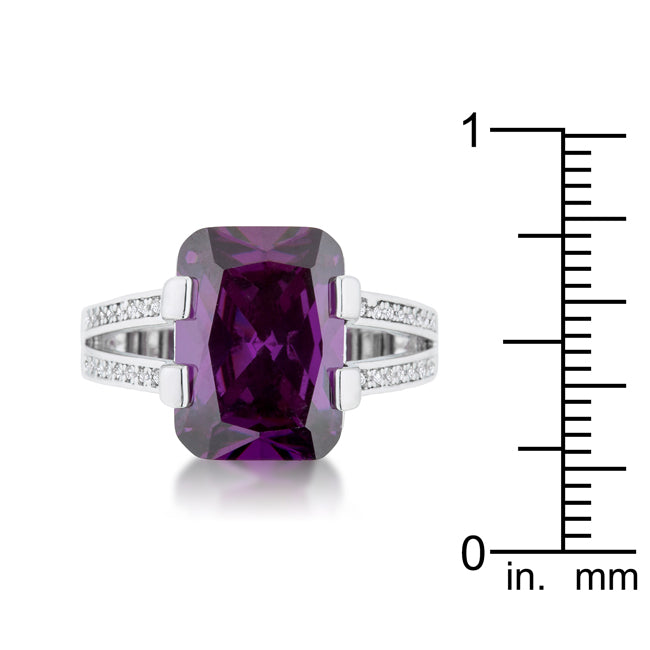 Polished Play Signature Line Rema 8.6ct Amethyst CZ Rhodium Emerald Classic Cocktail Ring - Friggin Jewelry Fashion