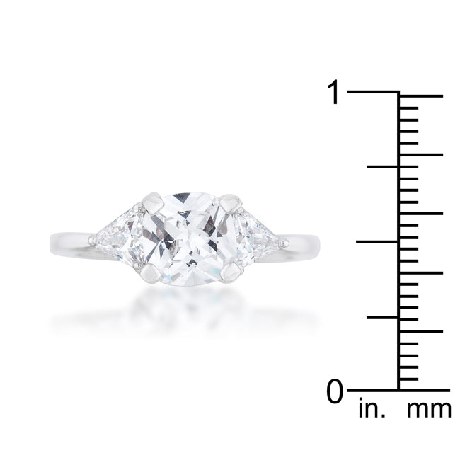 Cheeky Chic Refined Line Shonda 1.8ct Clear CZ Rhodium Cushion Classic Statement Ring - Friggin Jewelry Fashion
