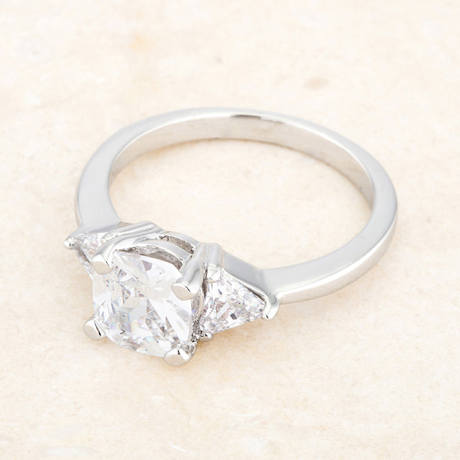 Cheeky Chic Refined Line Shonda 1.8ct Clear CZ Rhodium Cushion Classic Statement Ring - Friggin Jewelry Fashion