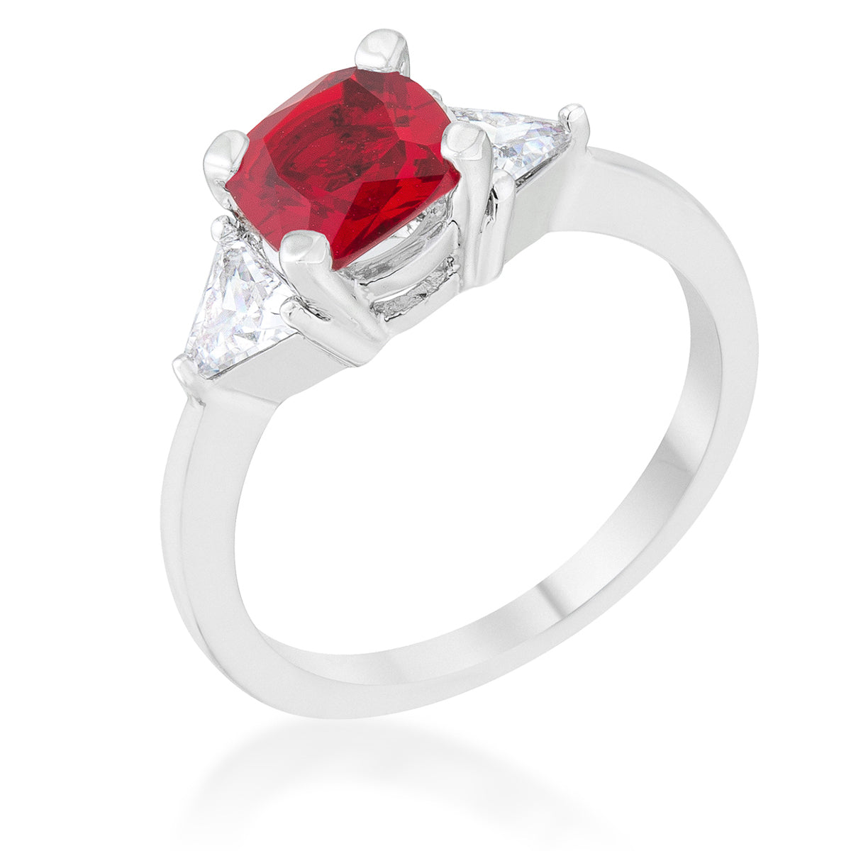 Everyday Whisper Icon Edit Shonda 1.8ct Garnet CZ Rhodium Cushion Classic Statement Ring - Friggin Jewelry Fashion