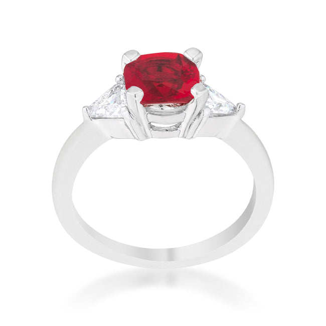 Everyday Whisper Icon Edit Shonda 1.8ct Garnet CZ Rhodium Cushion Classic Statement Ring - Friggin Jewelry Fashion