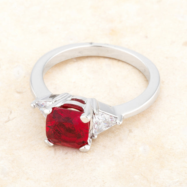 Everyday Whisper Icon Edit Shonda 1.8ct Garnet CZ Rhodium Cushion Classic Statement Ring - Friggin Jewelry Fashion