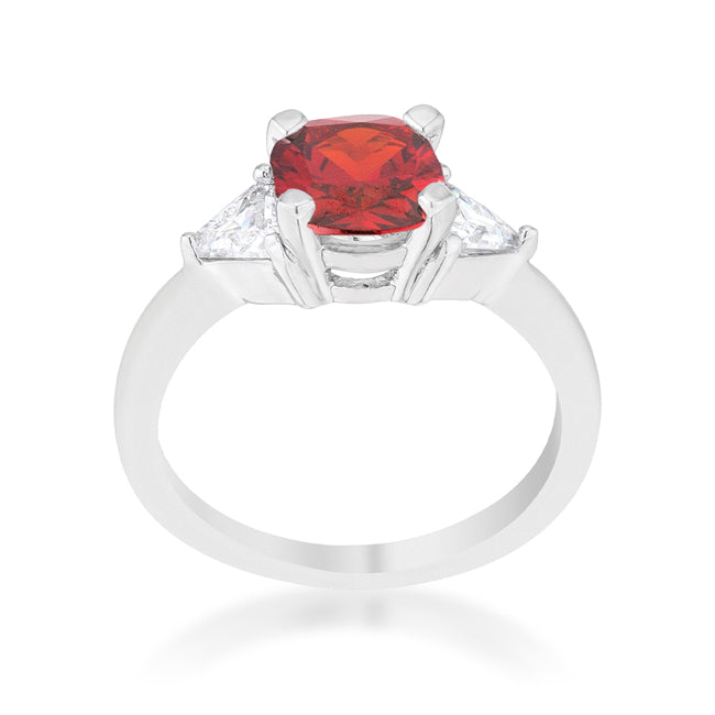 Modern Spark Heritage Edit Shonda 1.8ct Ruby CZ Rhodium Cushion Classic Statement Ring - Friggin Jewelry Fashion