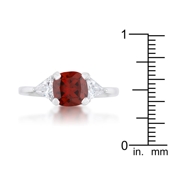 Modern Spark Heritage Edit Shonda 1.8ct Ruby CZ Rhodium Cushion Classic Statement Ring - Friggin Jewelry Fashion