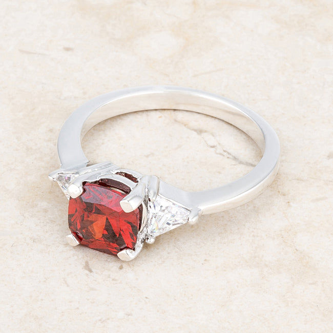 Modern Spark Heritage Edit Shonda 1.8ct Ruby CZ Rhodium Cushion Classic Statement Ring - Friggin Jewelry Fashion