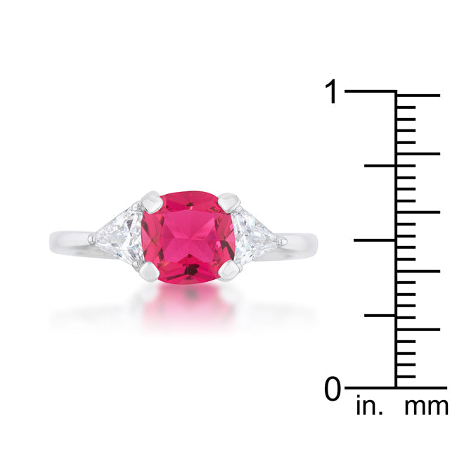 Whisper Detail Classic Edit Shonda 1.8ct Fuchsia CZ Rhodium Cushion Classic Statement Ring - Friggin Jewelry Fashion