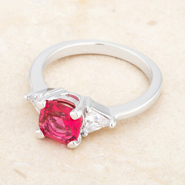 Whisper Detail Classic Edit Shonda 1.8ct Fuchsia CZ Rhodium Cushion Classic Statement Ring - Friggin Jewelry Fashion