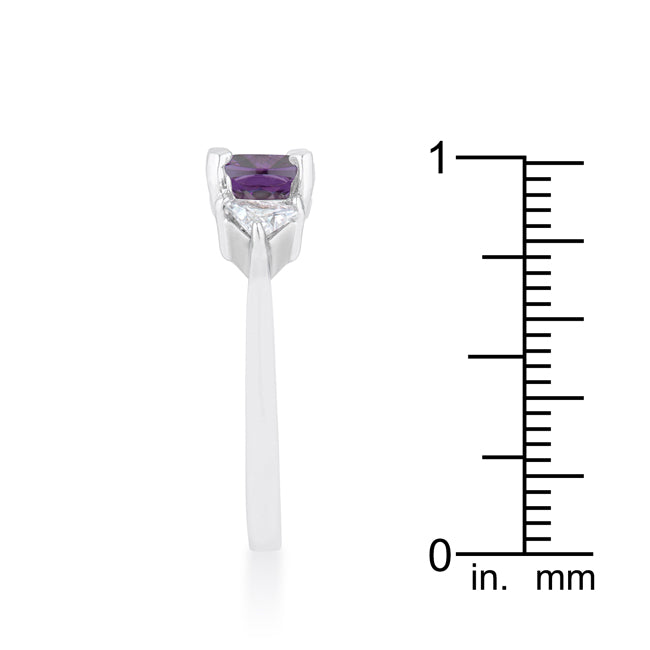 Dazzling Edge Timeless Series Shonda 1.8ct Amethyst CZ Rhodium Cushion Classic Statement Ring - Friggin Jewelry Fashion